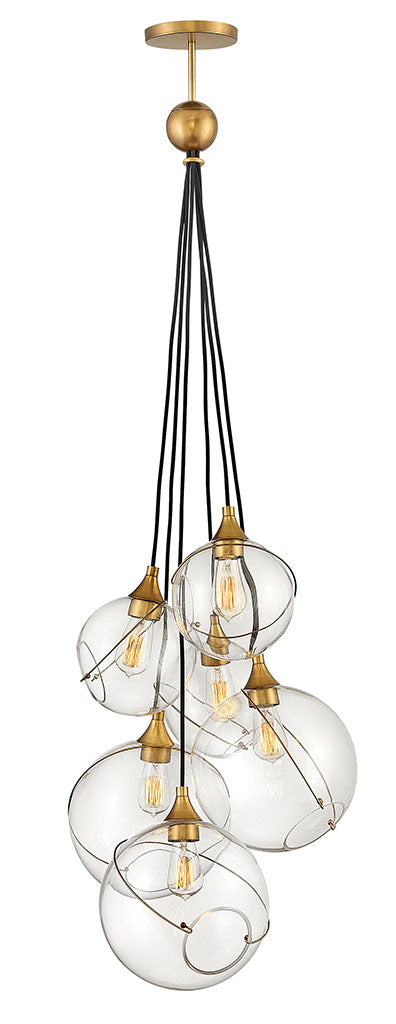 Skye Six Light Multi Tier Chandelier in Heritage Brass