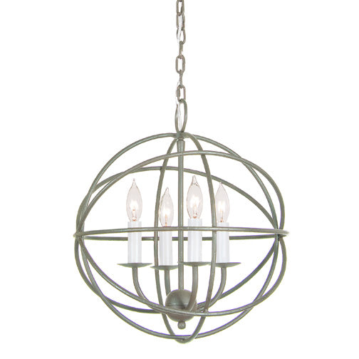 Globe 4-Light Chandelier in Aged Silver
