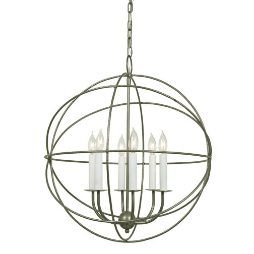 Globe 6-Light Chandelier in Aged Silver