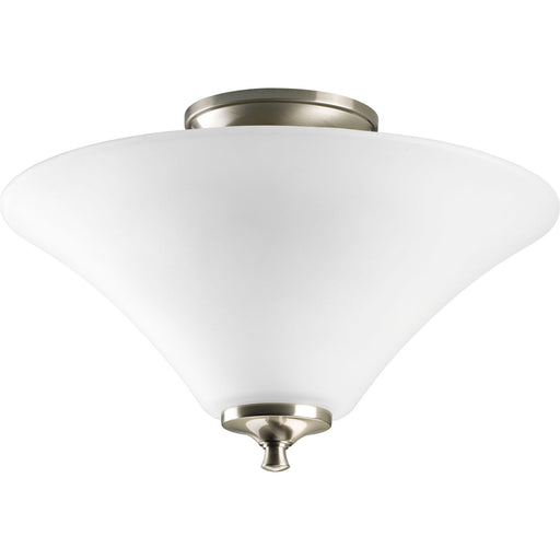Joy 2-Light 13.25" Semi Flush in Brushed Nickel with Etched White Glass