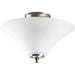 Joy 2-Light 13.25" Semi Flush in Brushed Nickel with Etched White Glass