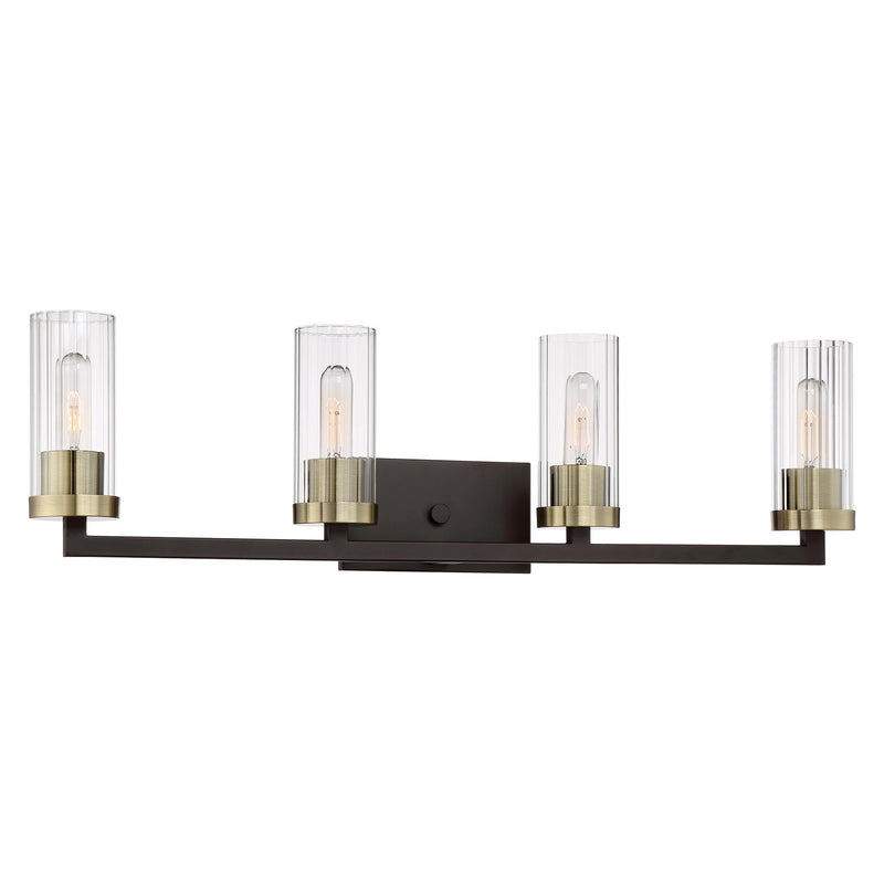 Ainsley Court Bath Vanity in Aged Kinston Bronze with Brushed & Clear Glass - Lamps Expo