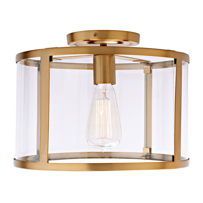 Merrick 1-Light Semi-Flush Ceiling Light in Satin Brass