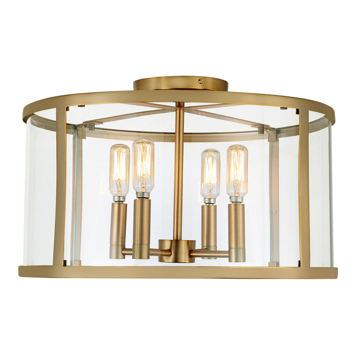 Merrick 4-Light Semi-Flush Ceiling Light in Satin Brass