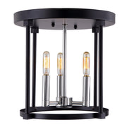 Oscar 3-Light Flush Mount in Polished Nickel & Black