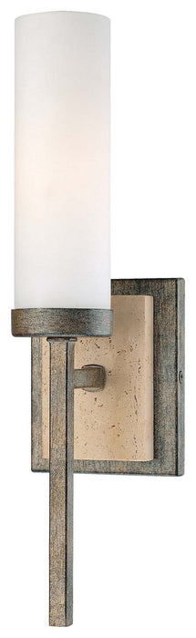 Compositions 1-Light Wall Sconce in Aged Patina Iron & Etched Opal Glass
