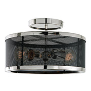Aurelia 2-Light Mesh Semi Flush Mount in Polished Nickel & Black