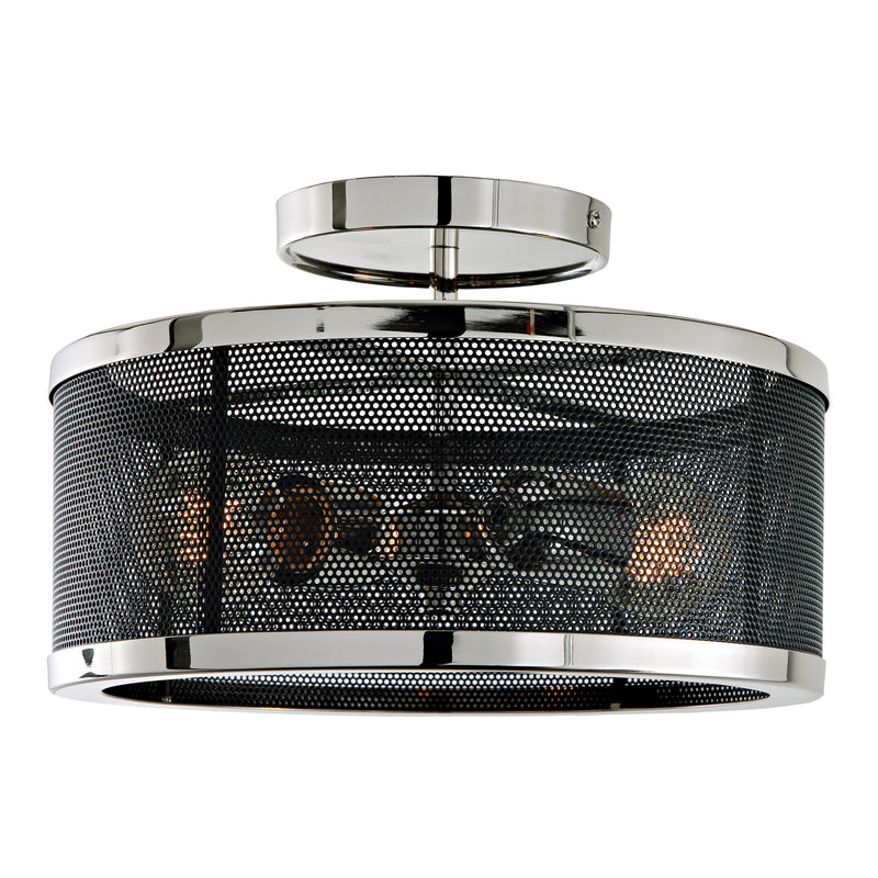 Aurelia 2-Light Mesh Semi Flush Mount in Polished Nickel & Black