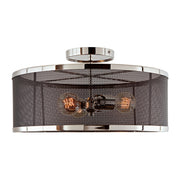 Aurelia 3-Light Mesh Semi Flush Mount in Polished Nickel & Black