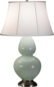 Robert Abbey (1791) Double Gourd Table Lamp with Ivory Stretched Fabric Shade
