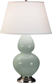 Robert Abbey (1791X) Double Gourd Table Lamp with Pearl Dupioni Fabric Shade