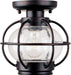 Portsmouth 1-Light Outdoor Ceiling Mount in Oil Rubbed Bronze with Seedy Glass