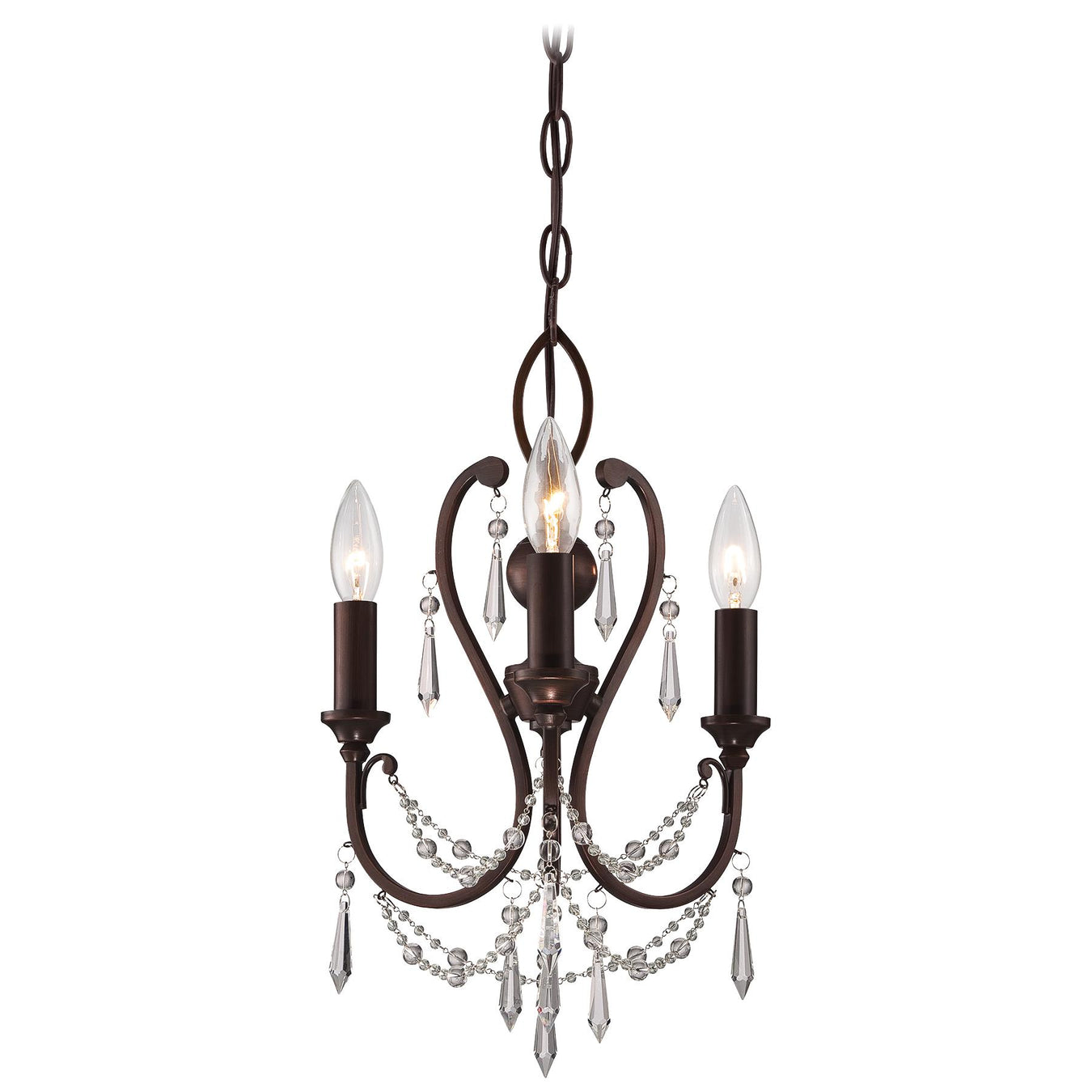 3-Light Mini-Chandelier in Vintage Bronze - Lamps Expo