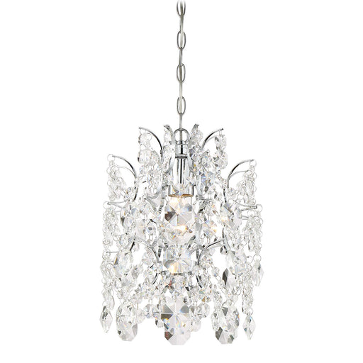 Isabella's Crown 1-Light Mini-Pendant in Chrome & Clear Crystal Strings Accents - Lamps Expo