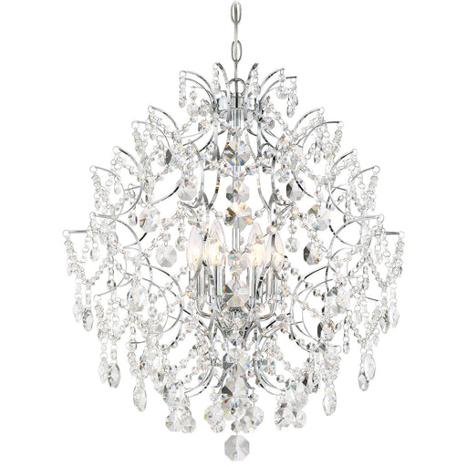Isabella's Crown 6-Light Chandelier in Chrome & Clear Crystal Strings M Accents - Lamps Expo