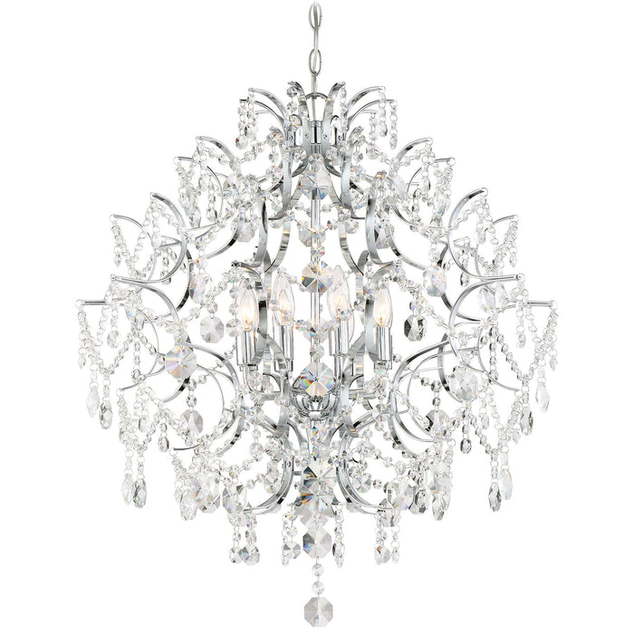 Isabella's Crown 8-Light Chandelier in Chrome & Clear Crystal Strings B Accents - Lamps Expo