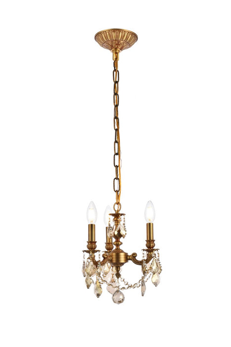 Lillie 3-Light Pendant in French Gold with Golden Teak (Smoky) Royal Cut Crystal