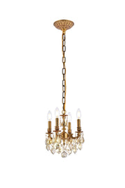 Lillie 4-Light Pendant in French Gold with Golden Teak (Smoky) Royal Cut Crystal