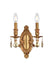 Rosalia 2-Light Wall Sconce in French Gold with Golden Teak (Smoky) Royal Cut Crystal