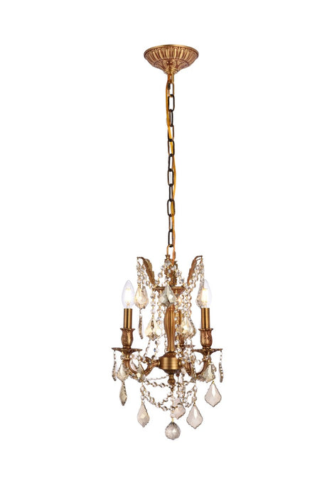 Rosalia 3-Light Pendant in French Gold with Golden Teak (Smoky) Royal Cut Crystal