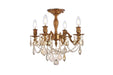Rosalia 4-Light Flush Mount in French Gold with Golden Teak (Smoky) Royal Cut Crystal