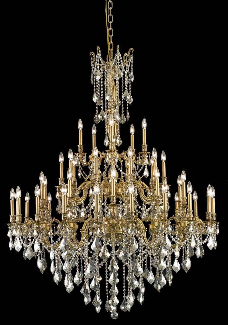 Rosalia 45-Light Chandelier in French Gold with Golden Teak (Smoky) Royal Cut Crystal