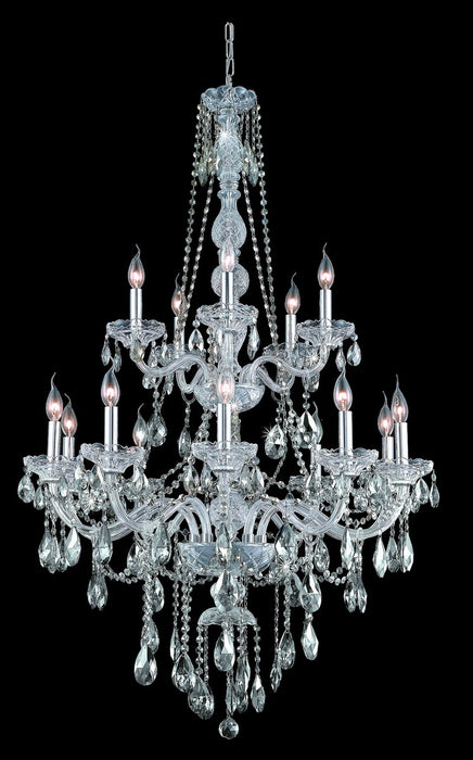 Verona 15-Light Chandelier in Chrome with Golden Teak (Smoky) Royal Cut Crystal