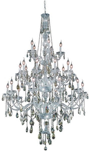 Verona 25-Light Chandelier in Chrome with Golden Teak (Smoky) Royal Cut Crystal