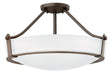 Hathaway Large Semi-Flush Mount in Olde Bronze with Etched White glass