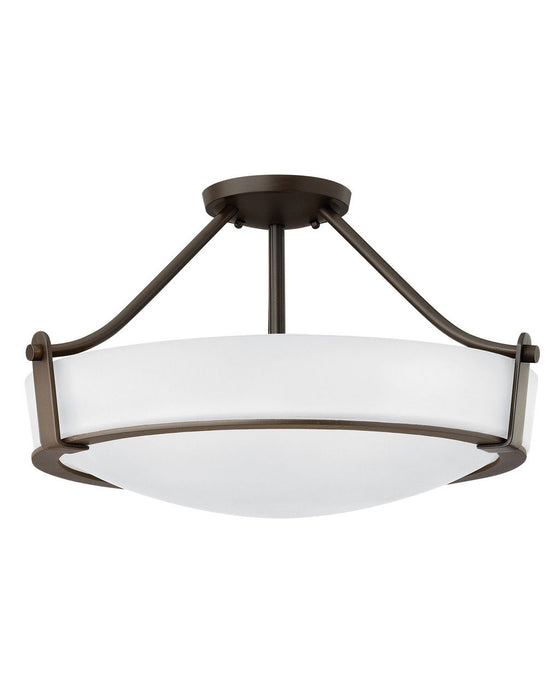Hathaway Large Semi-Flush Mount in Olde Bronze with Etched White glass