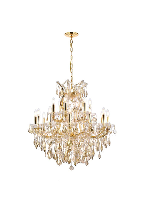 Maria Theresa 19-Light Chandelier in Gold with Golden Teak (Smoky) Royal Cut Crystal