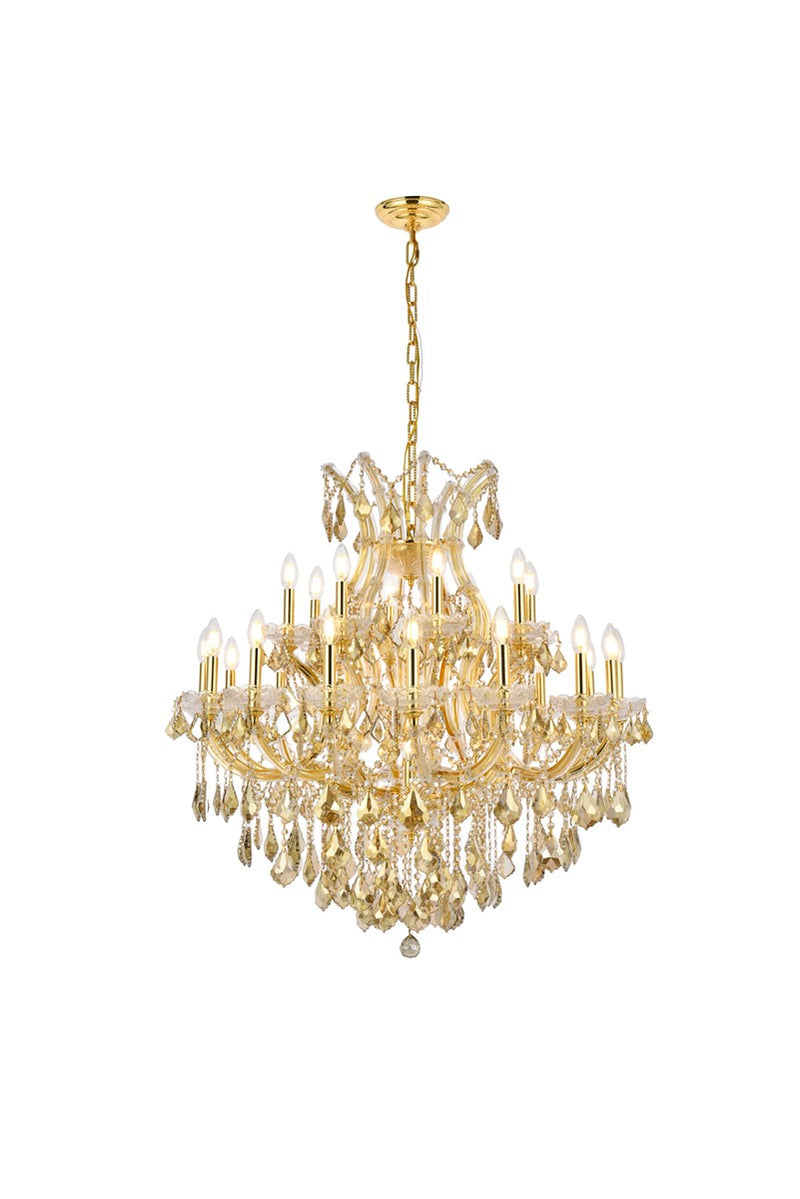 Maria Theresa 24-Light Chandelier in Gold with Golden Teak (Smoky) Royal Cut Crystal