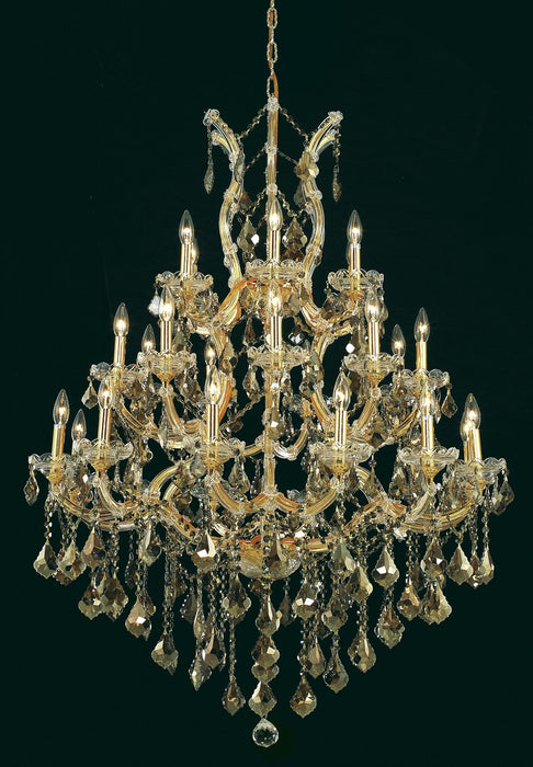 Maria Theresa 28-Light Chandelier in Gold with Golden Teak (Smoky) Royal Cut Crystal