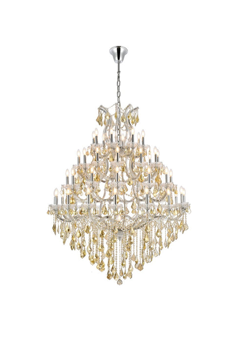 Maria Theresa 49-Light Chandelier in Chrome with Golden Teak (Smoky) Royal Cut Crystal