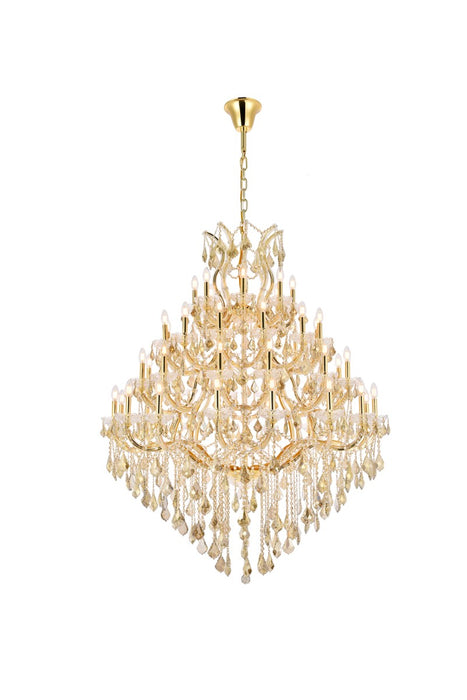 Maria Theresa 49-Light Chandelier in Gold with Golden Teak (Smoky) Royal Cut Crystal