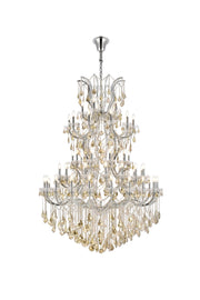 Maria Theresa 61-Light Chandelier in Chrome with Golden Teak (Smoky) Royal Cut Crystal