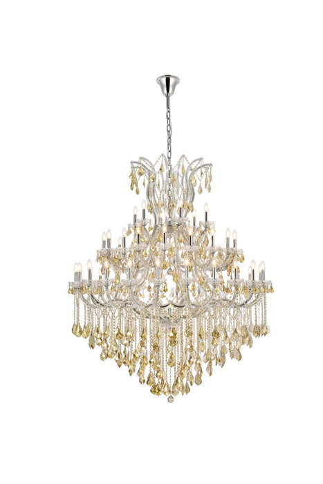Maria Theresa 49-Light Chandelier in Chrome with Golden Teak (Smoky) Royal Cut Crystal