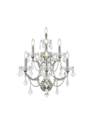 Maria Theresa 7-Light Wall Sconce in Chrome with Golden Teak (Smoky) Royal Cut Crystal