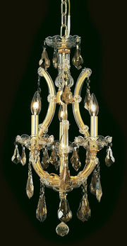 Maria Theresa 4-Light Chandelier in Gold with Golden Teak (Smoky) Royal Cut Crystal