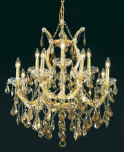Maria Theresa 13-Light Chandelier in Gold with Golden Teak (Smoky) Royal Cut Crystal