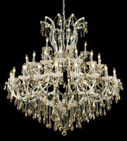 Maria Theresa 41-Light Chandelier in Chrome with Golden Teak (Smoky) Royal Cut Crystal