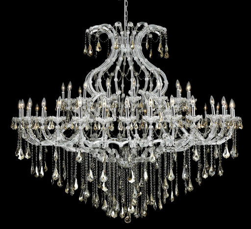 Maria Theresa 49-Light Chandelier in Chrome with Golden Teak (Smoky) Royal Cut Crystal
