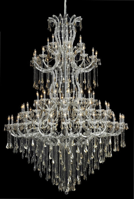 Maria Theresa 85-Light Chandelier in Chrome with Golden Teak (Smoky) Royal Cut Crystal