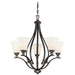 Shadowglen 5-Light Chandelier in Lathan Bronze with Gold Highli & Etched White Glass - Lamps Expo