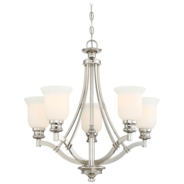 Audrey's Point 5-Light Chandelier in Polished Nickel & Etched Opal Glass - Lamps Expo