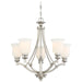 Audrey's Point 5-Light Chandelier in Polished Nickel & Etched Opal Glass - Lamps Expo