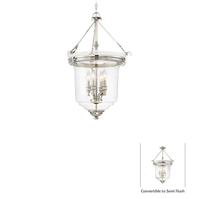 Audrey's Point 4-Light Pendant/Semi-Flush Mount in Polished Nickel & Clear Glass - Lamps Expo