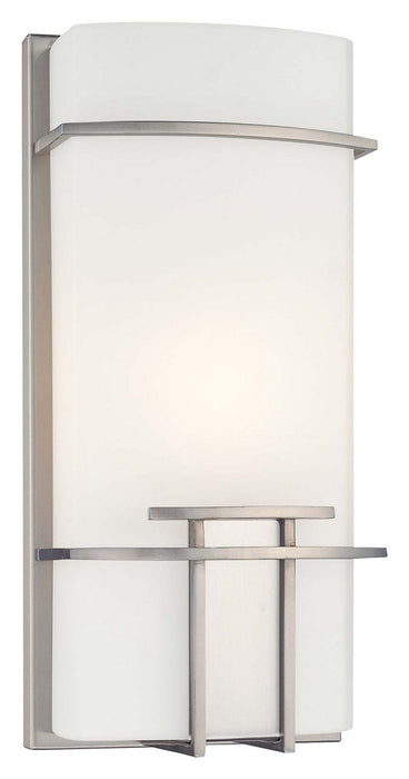 1 Light Wall Sconce in Brushed Nickel with Etched Opal