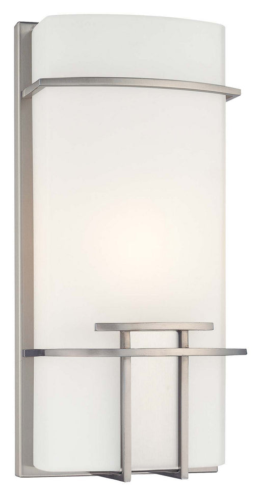 1 Light Wall Sconce in Brushed Nickel with Etched Opal