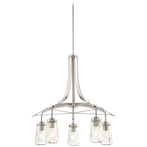 Poleis 5-Light Chandelier in Brushed Nickel & Clear Glass - Lamps Expo